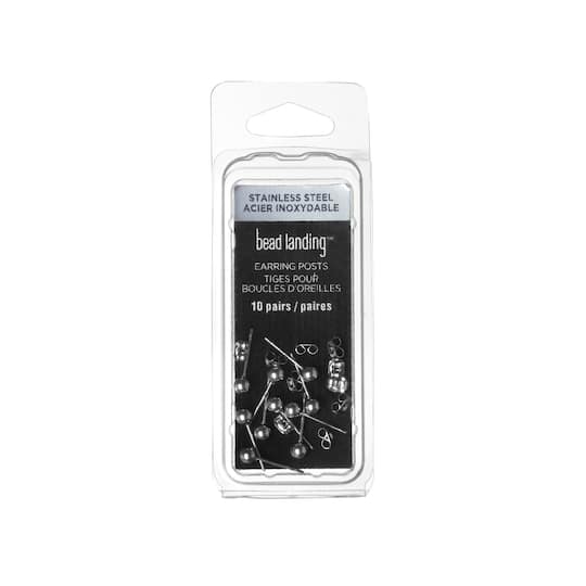4mm Stainless Steel Ball Earring Posts, 10ct. by Bead Landing™